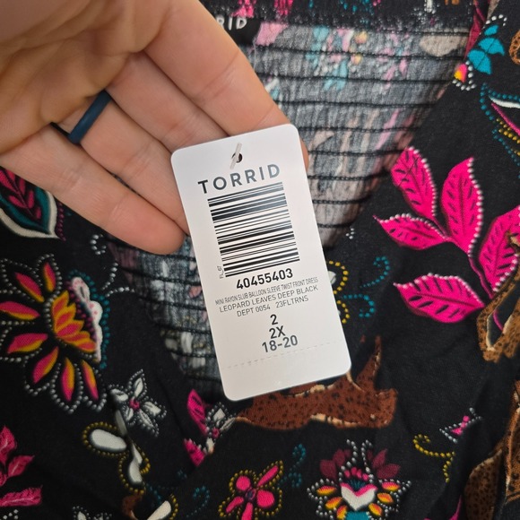 NWT Torrid Leopard Floral Twist Front Mini Dress 2X 18-20 Boho Festival Pockets - Picture 4 of 12